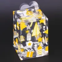 Коробка подарочная новогодняя складная ПВХ &laquo;Ёлочки&raquo; 9&times;9&times;13 см