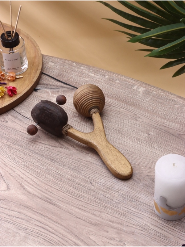 Сувенирный музыкальный инструмент "Маракас двойной" махагон, кокос, 25х9х20 см