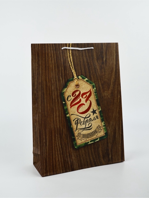 Пакет ламинированный &laquo;С 23 февраля&raquo;, L 28 х 38 х 9 см