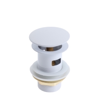 Донный клапан ZEIN engr, большая кнопка, без перелива, нержавеющая сталь, белый