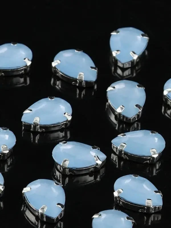 Стразы пришивные &laquo;Капля&raquo;, в цапах, 10&times;14 мм, 20 шт., голубые