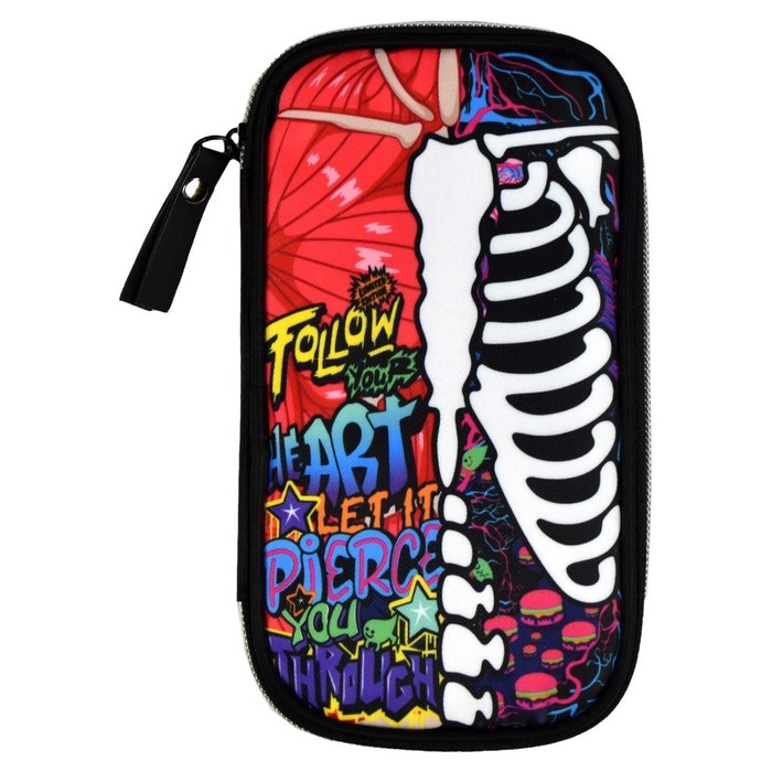 Пенал-футляр мягкий 110 х 200 х 20 мм, текстильный, Феникс "Скелетон стрит"