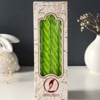 Набор свечей витых, 2,3х 24,5 см, 5 ч, 50 г, 4 штуки, зелёный