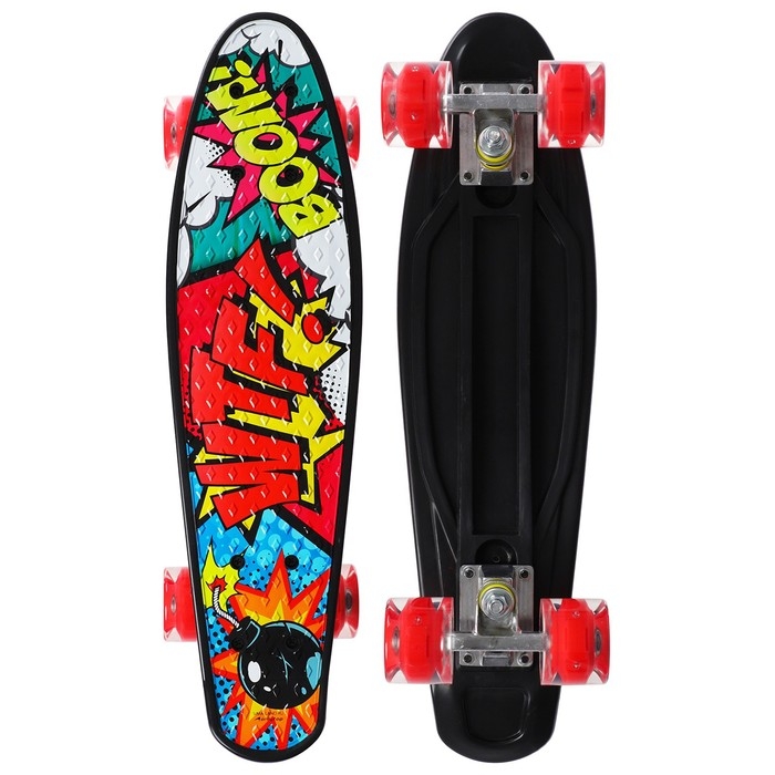 Пенниборд ONLYTOP &laquo;Турбопушка&raquo;, 56х16 см, колёса световые PU 60х45 мм, ABEC 7, алюминиевая рама