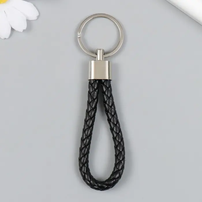 Брелок металл кожзам "Ремешок" чёрный 10х4 см