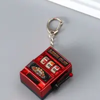 Брелок пластик "Игровой автомат - казино" красный 2,7х3,4х5 см
