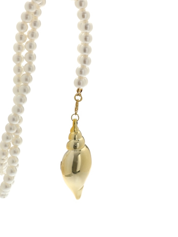 Портупея жемчужная с кулоном &laquo;Ракушка&raquo;, 129 см, белая в золоте