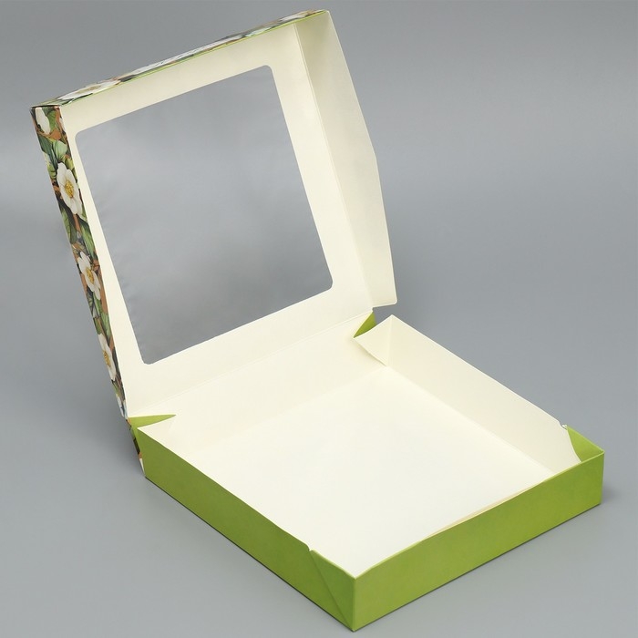 Кондитерская упаковка, коробка с ламинацией &laquo;Жасмин&raquo;, 20 х 20 х 4 см