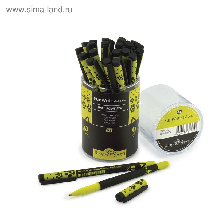 Ручка шариковая FunWrite &laquo;Чёрный кот&raquo;, узел 0.5 мм, синие чернила, матовый корпус Silk Touch