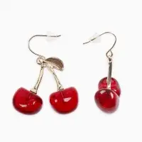 Серьги "Вишенка" блёстка, цвет бордовый в золоте