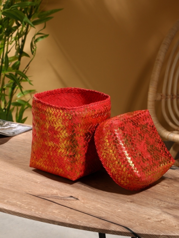 Корзинка плетеная "Голден" 16х16х23 см, розовый