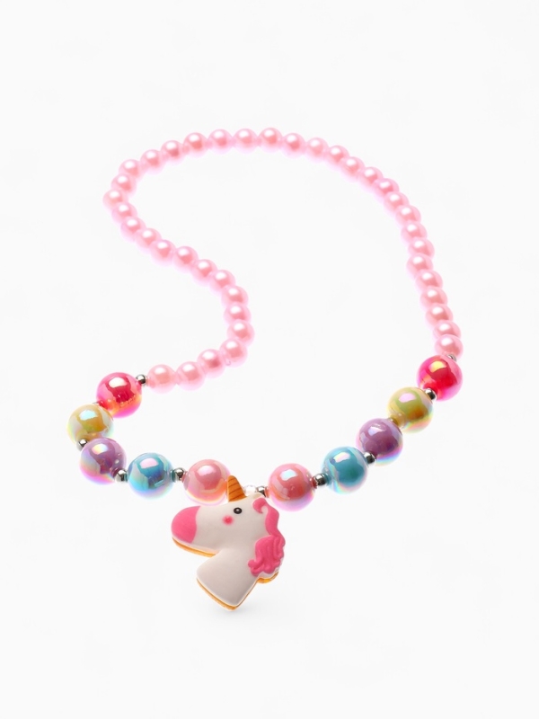 Набор детский "Выбражулька" единорог 4 пр-та: кулон, браслет, кольцо, клипсы  цв. разноц