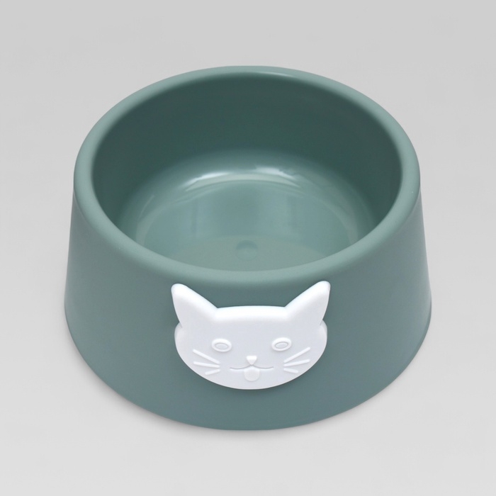 Миска для кошек 2 в 1 "Киса" пластиковая, 14 х 8 см, зелёная