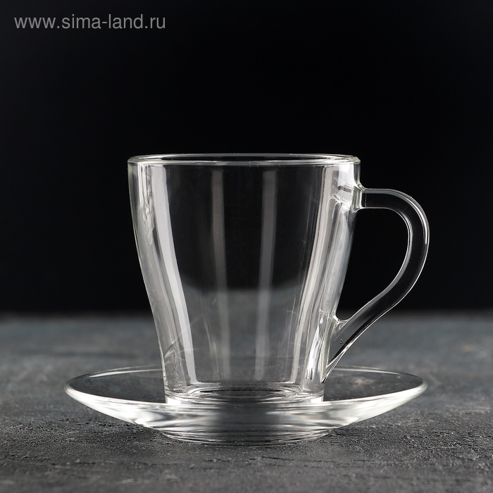 Чайный стеклянный набор &laquo;Грация&raquo;, 12 предметов: кружка 250 мл, 6 шт, блюдце, 6 шт