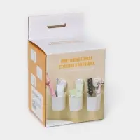 Стакан для зубных щёток на вакуумной присоске, пластик, 9&times;7,7&times;19 см, белый