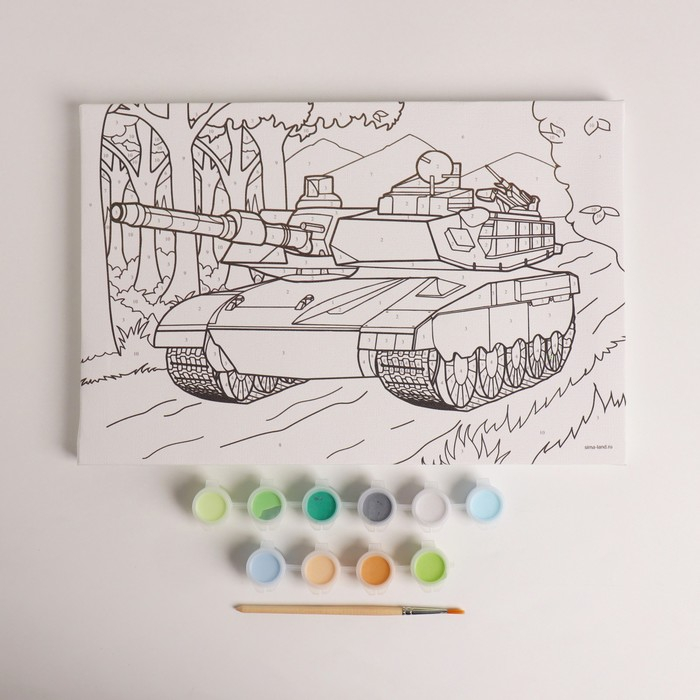 Картина по номерам для детей &laquo;Танк&raquo;, 20 х 30 см