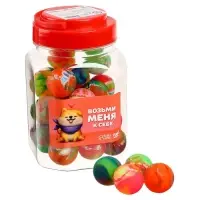 Мяч каучуковый, попрыгунчик &laquo;Возьми меня к себе&raquo;, в банке, цвета МИКС, 30 шт