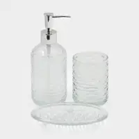 Набор для ванной "Перелив", 3 предмета (дозатор для мыла, стакан, мыльница)