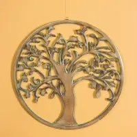 Панно "Древо жизни" МДФ, 40х40х1 см, цв. бирюзово-коричневый