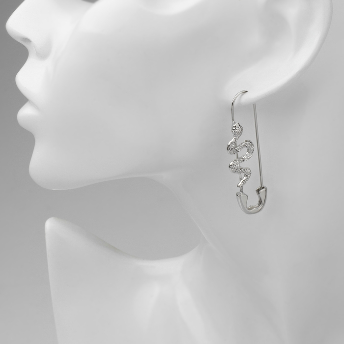 Новый год! Символ года 2025! Серьги металл &laquo;Булавки&raquo; змея, цвет серебро