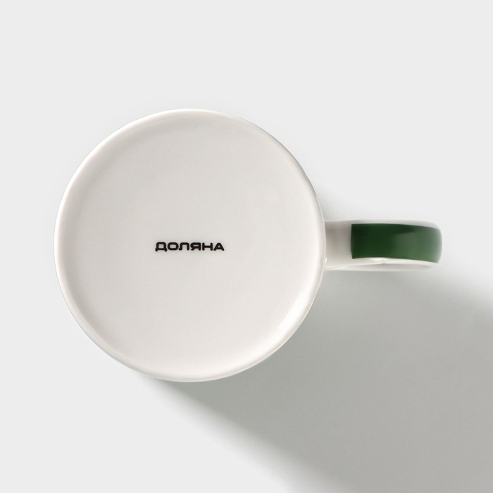 Кружка фарфоровая Доляна &laquo;Защитнику&raquo;, 340 мл, цвет зелёный