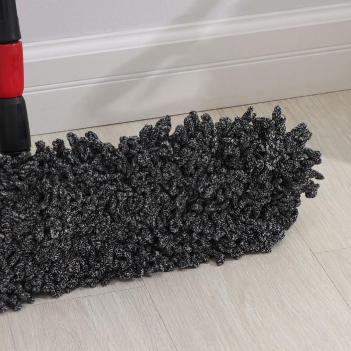 Швабра для мытья пола Доляна, плоская, микрофибра букли, железный флаундер, телескопическая стальная ручка, 62&times;13&times;84(130) см