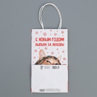 Пакет подарочный новогодний крафтовый &laquo;За любовь&raquo;, 12 х 21 х 9 см, Новый год