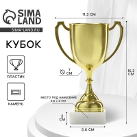 Кубок 117, наградная фигура, золото, подставка пластик, 16,3 &times; 11,3 &times; 5,6 см.