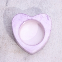 Подсвечник "Сердце малое. Мрамор" из гипса,7х3см,мрамор с фиолетовыми поллосками