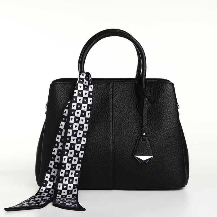 Сумка женская на молнии TEXTURA, средний размер, цвет чёрный