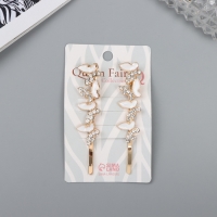 Невидимка для волос "Аннабелль" (набор 2 шт) бабочка белый, 6,5 см