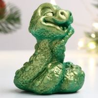 Новый год. Символ 2025. Фигура "Змея малыш" светло-зеленая, 5х4см