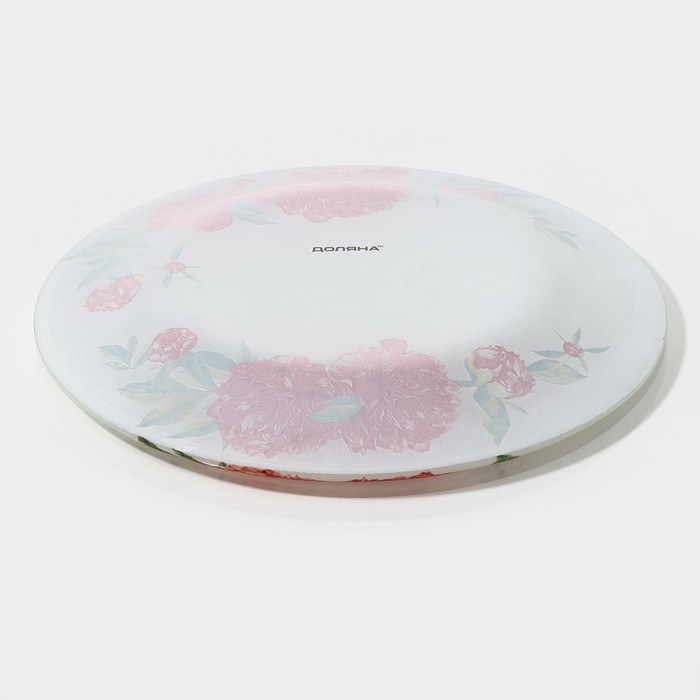 Тарелка стеклянная Доляна &laquo;Пионы&raquo;, d=20 см