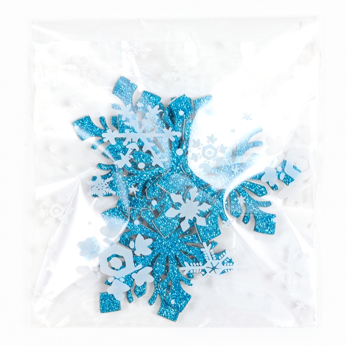 Новый год! Декор "Снежинки" на клеевой основе, набор 6 штук, цвет голубой
