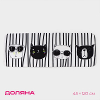 Коврик для ванной и туалета Доляна &laquo;Коты&raquo;, 45&times;120 см