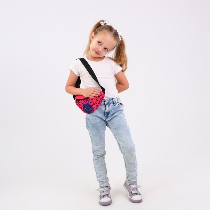 Сумка детская для девочки поясная &laquo;Котик&raquo; 20 см х 10 см х 6 см