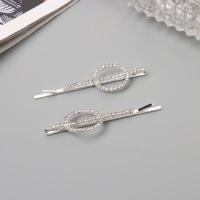 Невидимка для волос &laquo;Хайди&raquo; (набор 2 шт) сверкание, 6 см, серебро