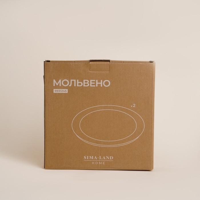 Набор тарелок фарфоровых SL Home &laquo;Мольвено&raquo;, d=27 см, цвет коричневый