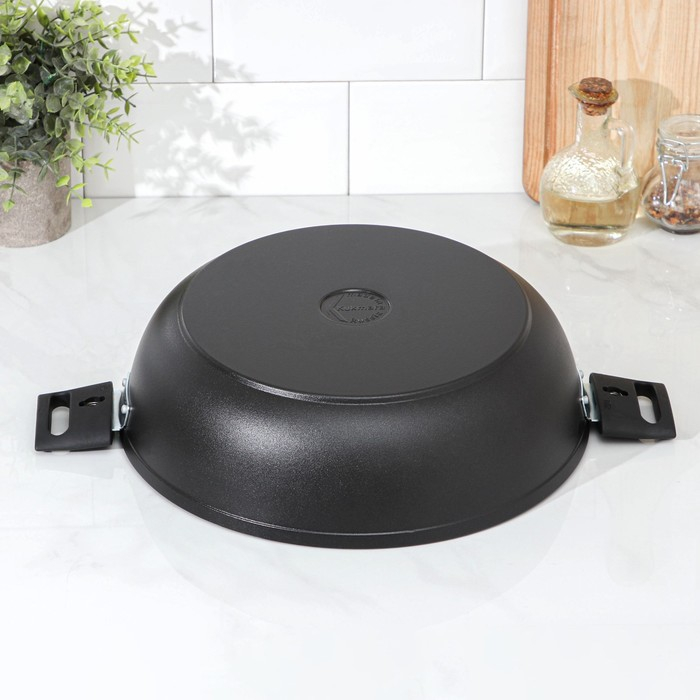 Сковорода KUKMARA &laquo;Традиция&raquo;, d=30 см, h=8.5 см, съёмные ручки, антипригарное покрытие, алюминий, чёрная