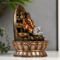 Фонтан настольный от сети, подсветка "Ганеша у скалы с водопадом" 28х20х20 см