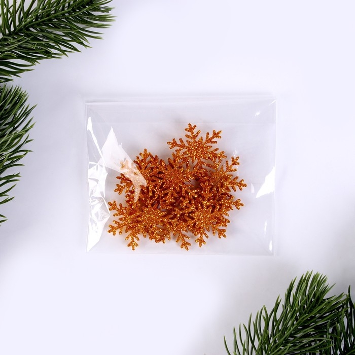 Новогодний набор для декора &laquo;Снежинки&raquo; 12 шт., цвет золото