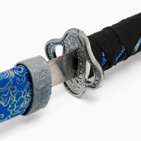 Сувенирное оружие &laquo;Катана на подставке&raquo;, синие  ножны с цветочным узором, 70 см