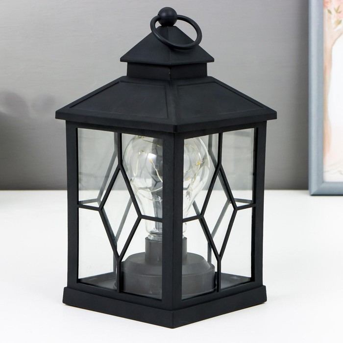 Ночник "Фонарь 1" LED от батареек 3хААА черный 10,5х10,5х20 см RISALUX