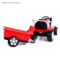 Электромобиль &laquo;Трактор&raquo;, с прицепом, 2 мотора, цвет красный