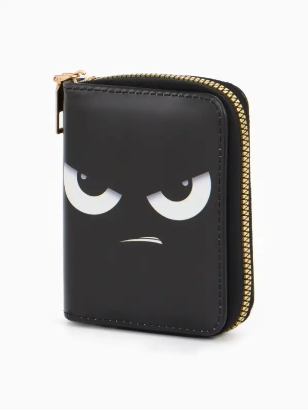 Кошелек дет 07-01-01 Июнь2539 глаза, 8,5*2,5*10,5 см, 2 отд+отд/молн, д/карт, черный