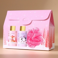 Подарочный набор косметики новогодний &laquo;Мечтай этой зимой&raquo;, гели для душа 2 х 100 мл и мочалка для тела, Новый Год