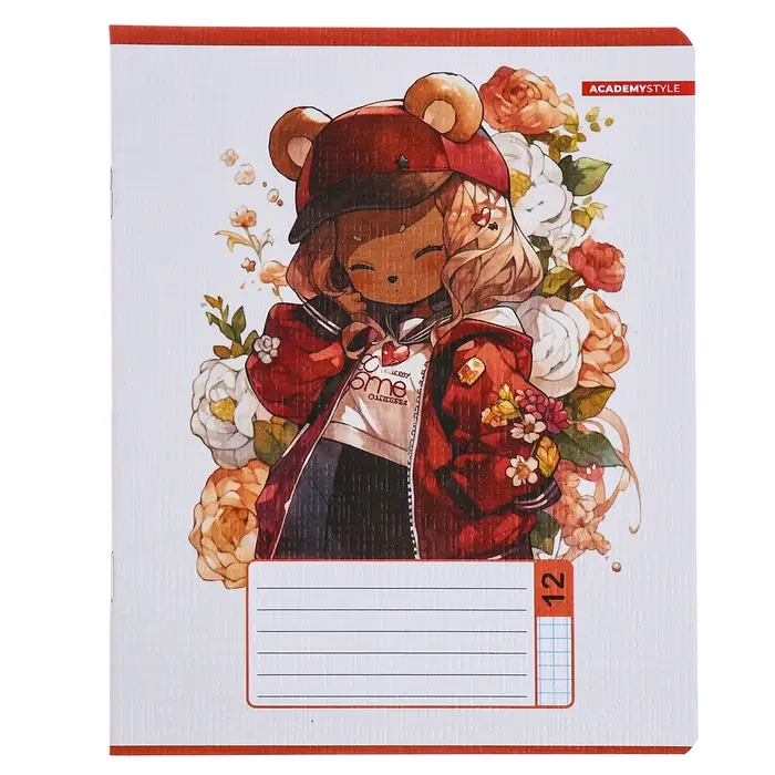 Тетрадь 12 листов в клетку &laquo;С ушками&raquo;, обложка бумага, текстура, МИКС