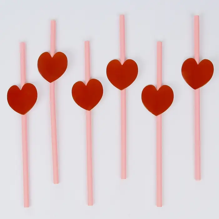 Трубочки для коктейля &laquo;Сердце&raquo;, набор 6 шт.