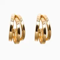 Серьги металл "Тринити" широкие, тренд, цвет золото