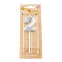 Свеча в торт на шпажке &laquo;Алмаз&raquo;, цифра 2, серебряная, 5&times;2.6 см